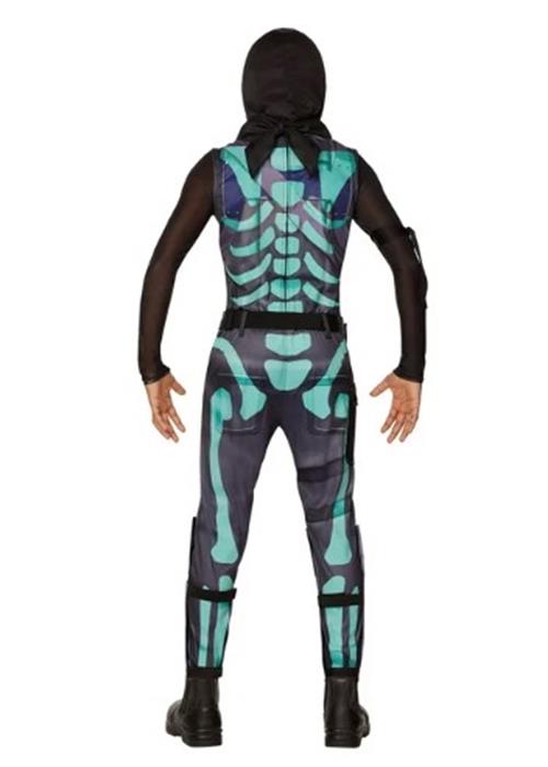 Skull Trooper Green Glow - Fortnite - Printed Detail - Costume - Child - 3 Sizes