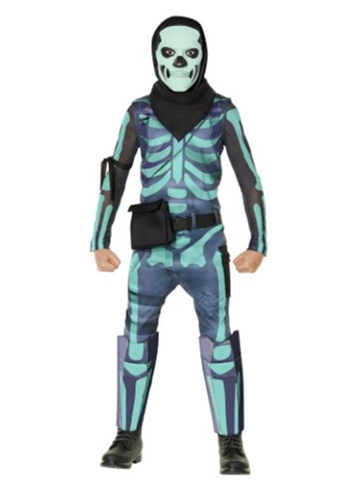 Skull Trooper Green Glow - Fortnite - Detalle estampado - Disfraz - Niño - 3 tallas