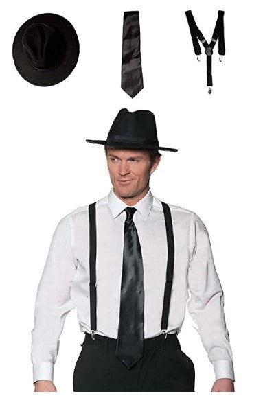 Gangster 3-Piece Set - 1920's - Costume Accessories - One Size - Black or White