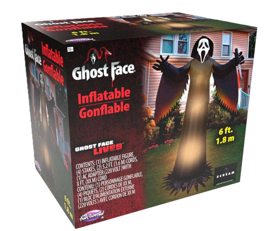 Ghostface Lawn Inflatable - Light Up - Halloween - Licensed Decoration - Decor