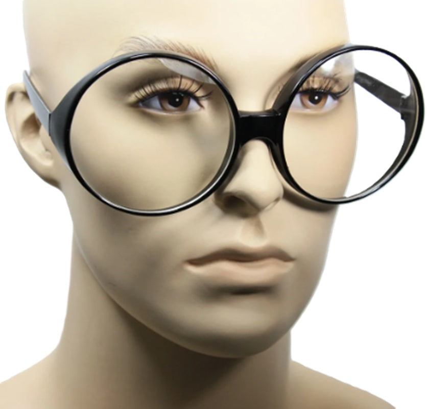 Big Round Eyeglasses - Black - 70's - Cosplay - Costume Accessories - One Size
