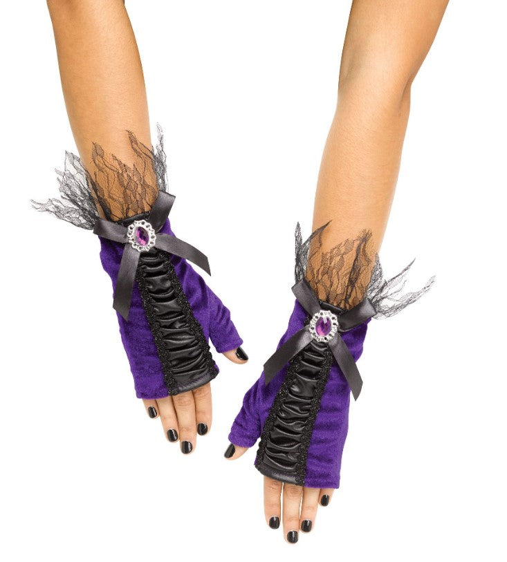 Coffin Gloves - Jewel - Fingerless - Costume Accessory - Adult Teen - 2 Colors