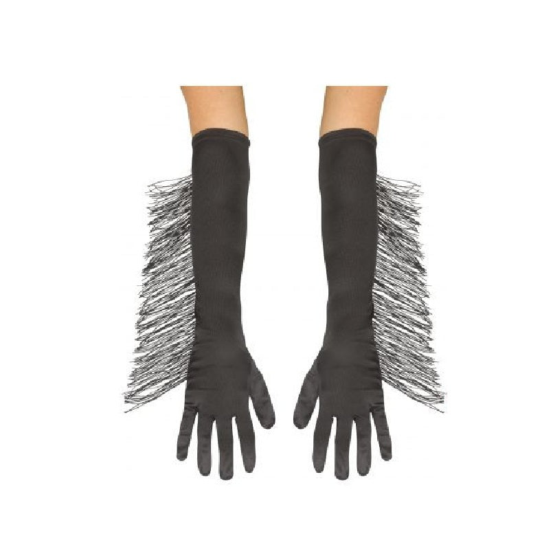 Cowgirl Fringe Elbow Gloves - Pop Star - One Size - Pink or Black