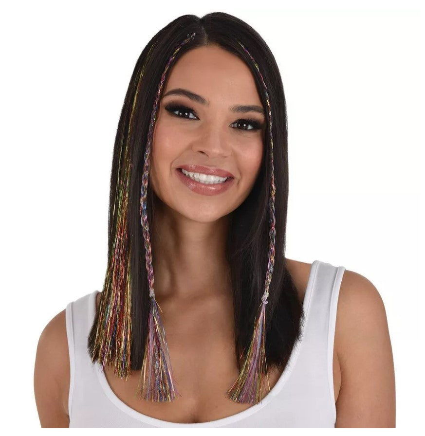 Extensiones de cabello trenzado arcoíris - Tinsel - Orgullo - Años 90 - Accesorio de vestuario