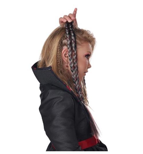 Extensiones de cabello trenzado - Negro/Rojo - Vampiro - Accesorio de disfraz - Adulto adolescente