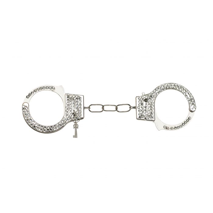 Rhinestone Handcuffs with Key - Punk - Costume Accessory - Prop - Silver or Gold