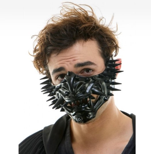 Japanese Style Oni Half Mask - Black - Costume Accessory - Adult Teen