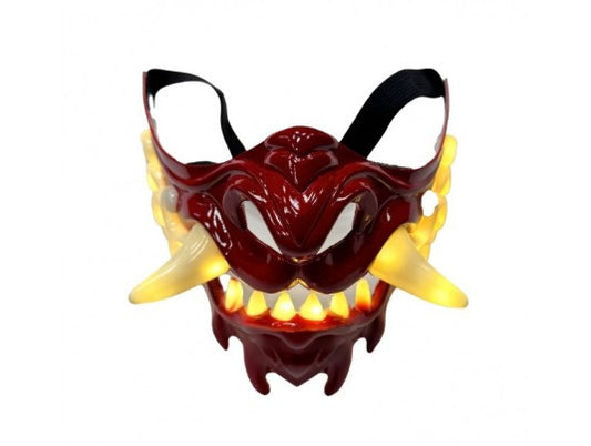 Japanese Style Oni Half Mask - Light Up - Red - Costume Accessory - Adult Teen