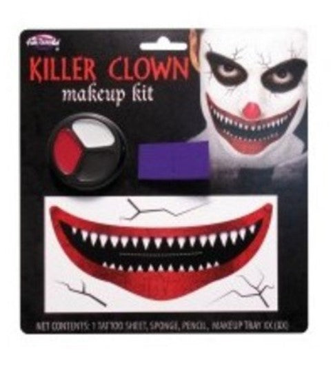 Killer Clown Mund Tattoo Make-Up Set - Kostüm Zubehör - Erwachsene Teenager