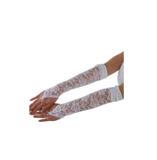 Fingerless Lace Gloves - White - 80's - Costume Accessories - One Size