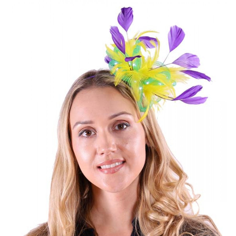 Mardi Gras Feather Fascinator - Light Up - Costume Accessory - One Size