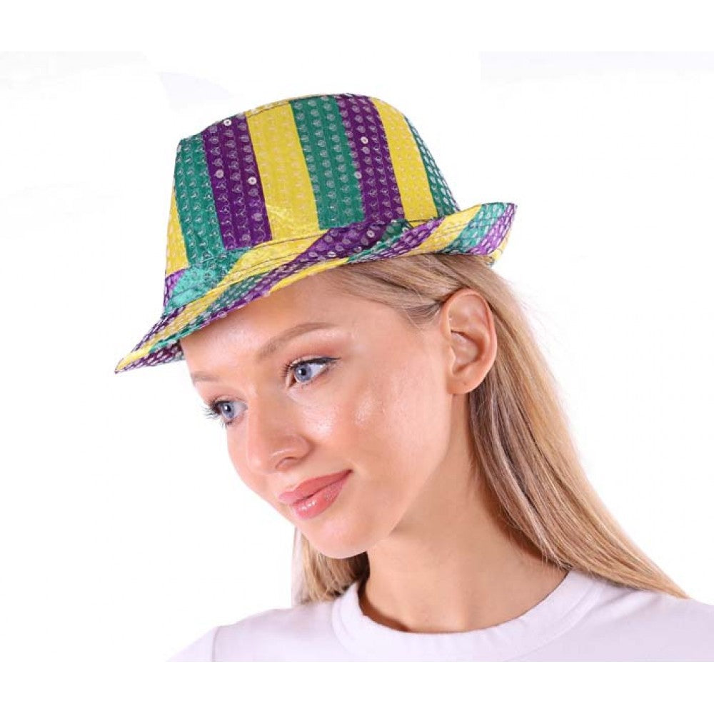 Mardi Gras Sequin Fedora -1920's - 1980's - Costume Accessory - One Size