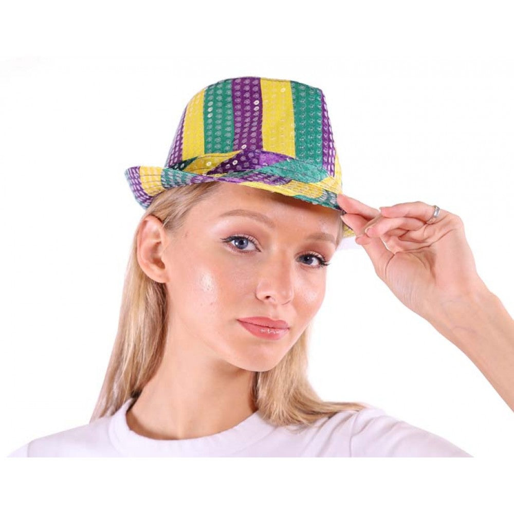 Mardi Gras Sequin Fedora -1920's - 1980's - Costume Accessory - One Size