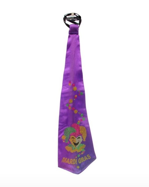 Mardi Gras Glitter Necktie - Theater Masks or Jester - Costume Accessory