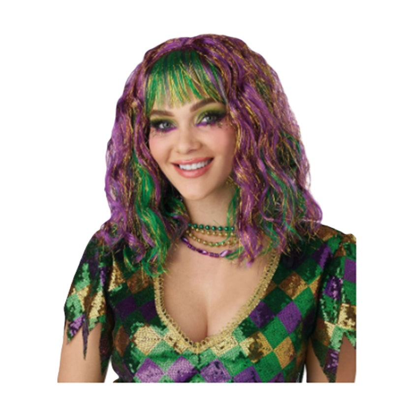 Mardi Gras Wig - Festival - Tinsel- Costume Accessory - Adult Teen