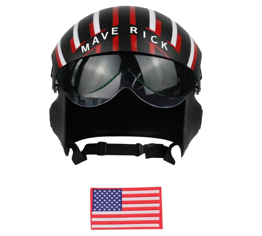 Maverick Helmet - Black/Red/White - Costume Accessory - Adult Teen