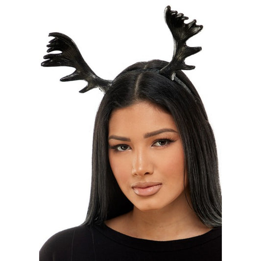 Small Black Moose Antlers Headband - Costume Accessory - One Size