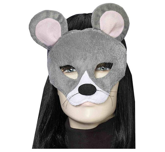 Gray/White Flocked Mouse Mask - Costume Accessory - One Size