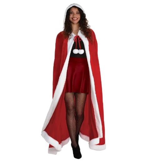 Christmas Cloak - Mrs Claus - Elf - Red/White - Costume - Adult - One Size