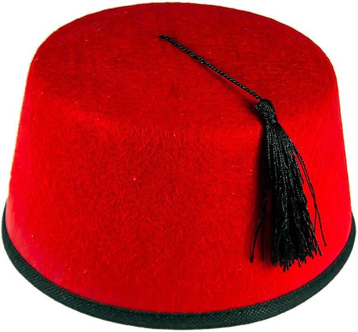 Red Fez - Black Tassel & Trim- Dr Who Aladdin - Costume Accessory - One Size