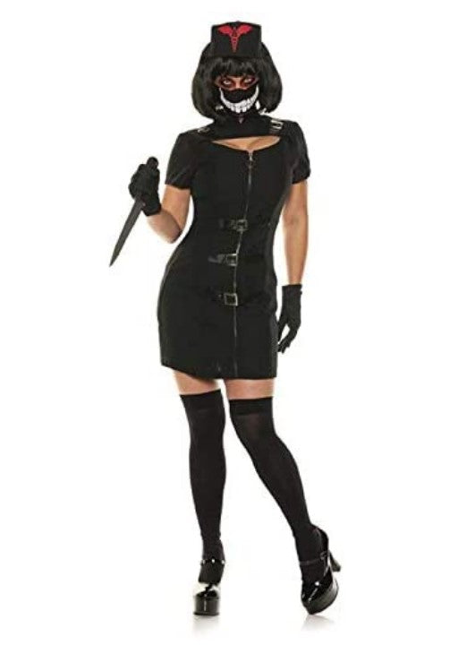 Nurse Frightingale Costume - Black - Horror - Women - 2 Sizes