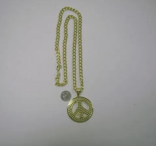 Hippie Peace Sign Necklace - 1960's - 1970's - Costume Accessory - 2 Colors