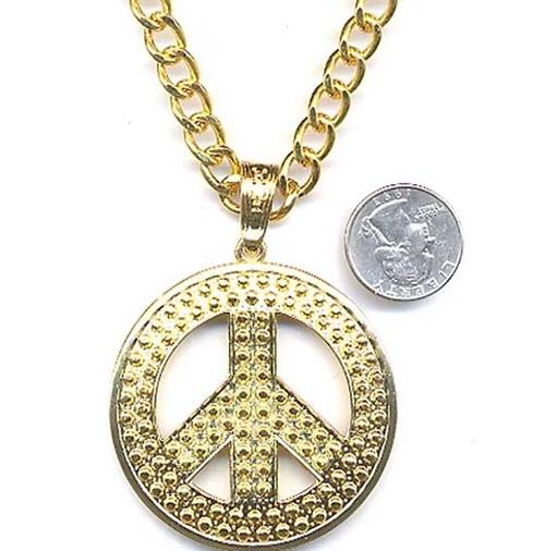 Hippie Peace Sign Necklace - 1960's - 1970's - Costume Accessory - 2 Colors