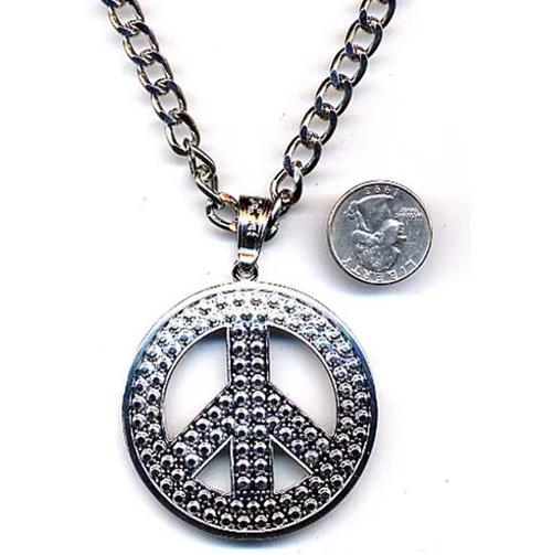Hippie Peace Sign Necklace 1960's 1970's Costume Accessory