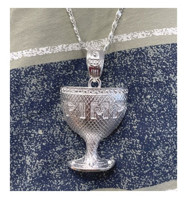 Pimp Cup Necklace - 28" - Disco - Silver - Costume Accessory - One Size