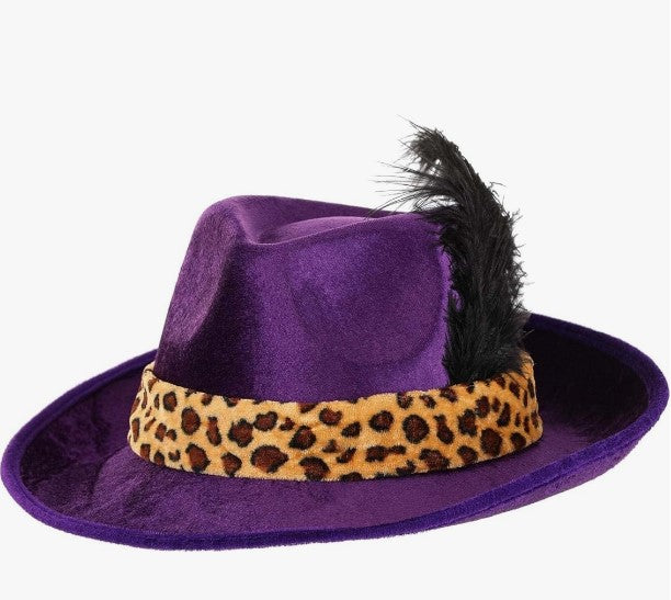 Purple Fedora - Pimp - Feather - 1920's - Deluxe Costume Accessory - Adult