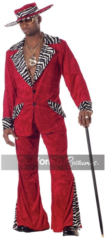 Pimp - Old School - Red or Purple - 1970's - Costume - Men's - 2 Sizes