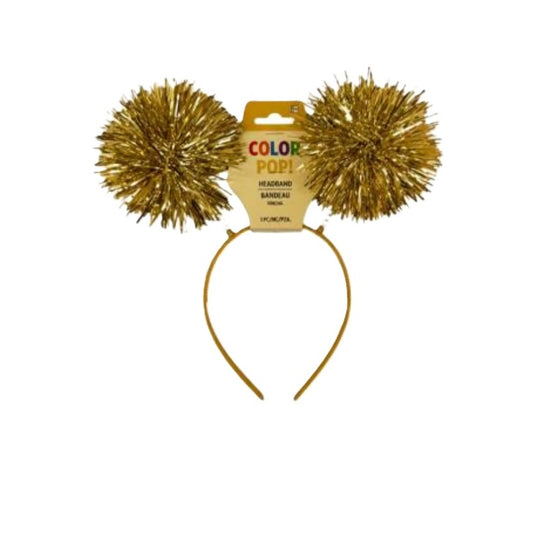 Tinsel Pom Pom Head Bopper - Silver or Gold - Sports - Costume Accessory