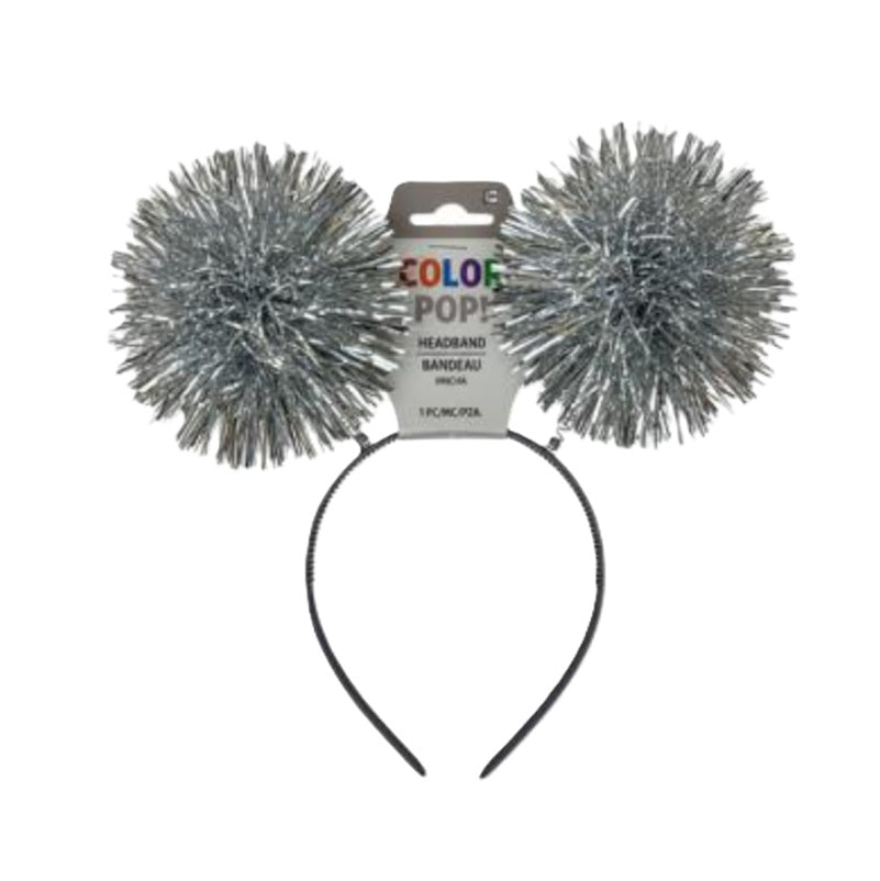 Tinsel Pom Pom Head Bopper - Silver or Gold - Sports - Costume Accessory