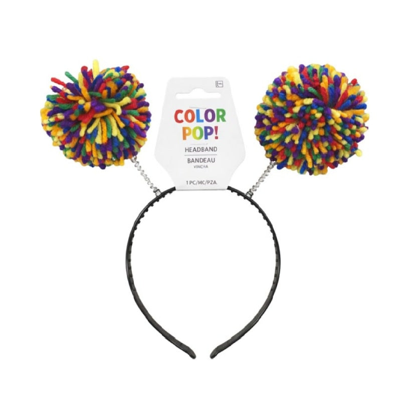 Rainbow Pom Pom Head Bopper - Costume Accessory - One Size