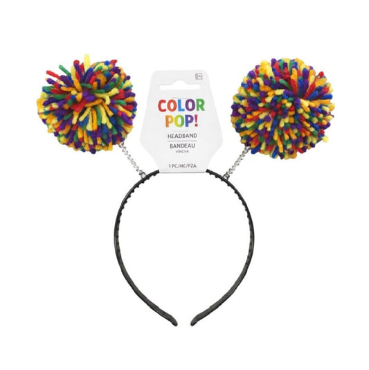 Rainbow Pom Pom Head Bopper - Costume Accessory - One Size