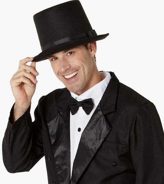 Black Top Hat - President - Victorian - Holiday - Costume Accessory - One Size