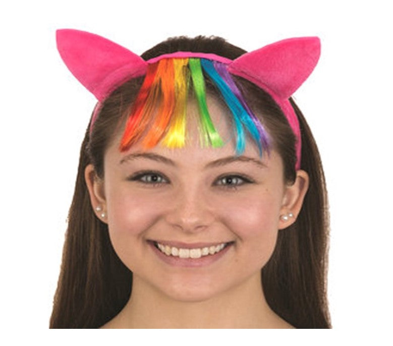 Pony Headband - Bangs - Pink/Rainbow - Costume Accessory - Teen Child