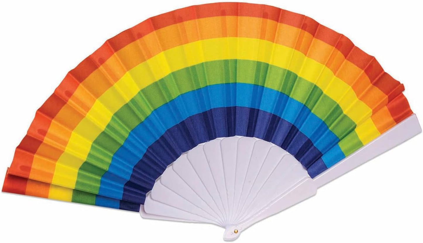 Rainbow Folding Fan - Pride - Luau - Plastic - Costume Accessory Prop
