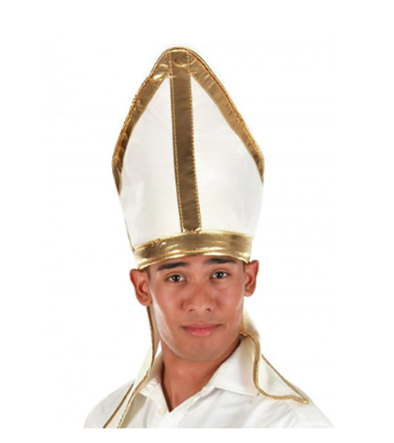 Pope Mitre - Headpiece - Religious - White - Costume - One Size