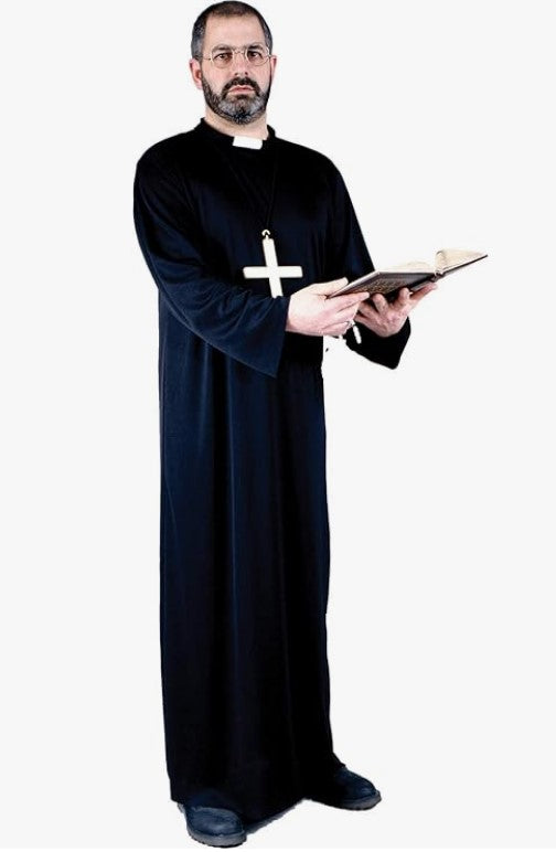 Black Priest Robe - Religious - Economy Costume - Men - Plus