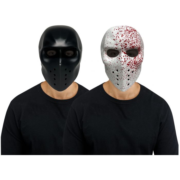 Punisher Hockey Mask - Black or Bloody White - Plastic - Costume Accessory