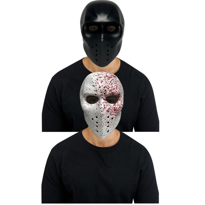 Punisher Hockey Mask - Black or Bloody White - Plastic - Costume Accessory