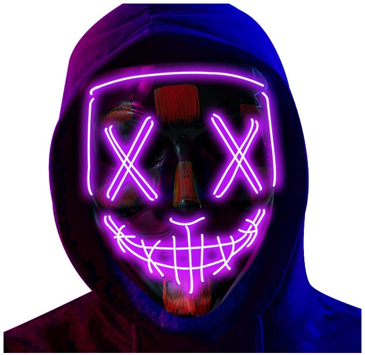 Light-Up LED Glow Purge Mask - Black - Costume Accessory - Teen Adult - 4 Colors