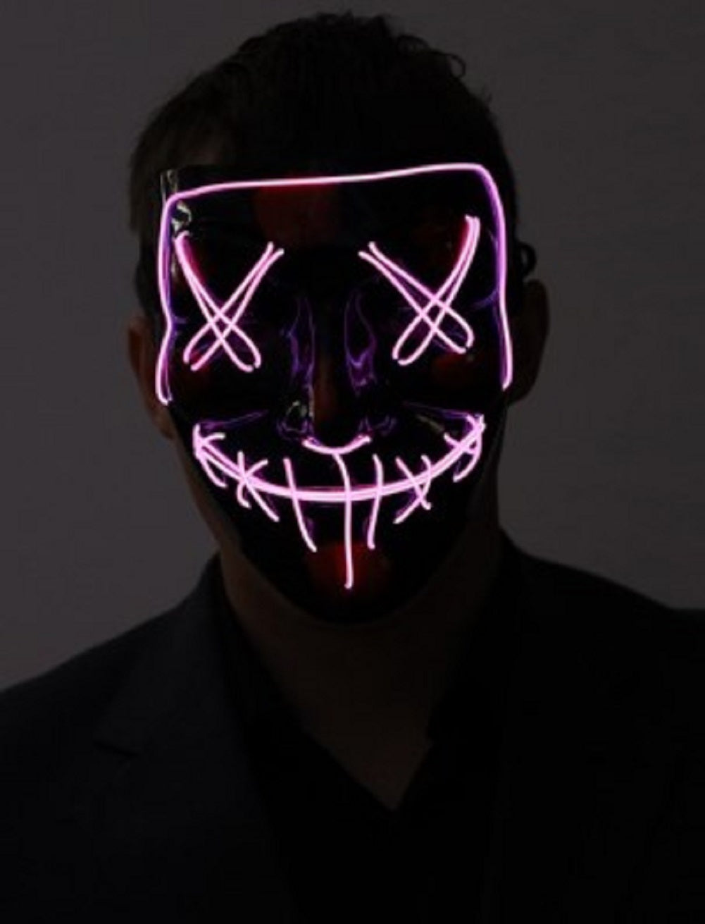 Light-Up LED Glow Purge Mask - Black - Costume Accessory - Teen Adult - 4 Colors