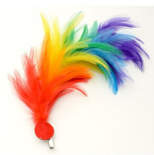 Rainbow Feather Pin Clip - 20's - Pride - Costume Accessory - One Size