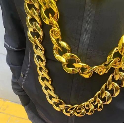 Rapper Chain - 60" - Plastic - 80's 90's - Gold - Hip Hop - Costume Accessory