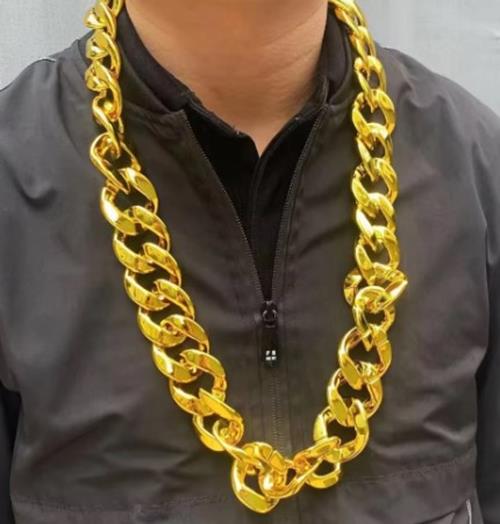 Rapper Chain - 60" - Plastic - 80's 90's - Gold - Hip Hop - Costume Accessory