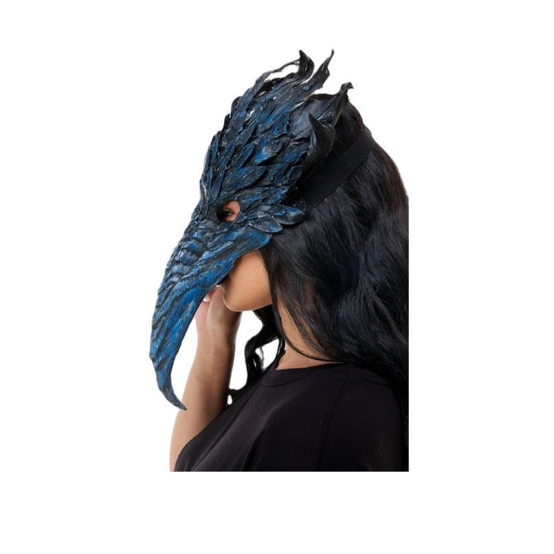Blue Raven Long Beak Voodoo Mask - Deluxe Costume Accessory - One Size
