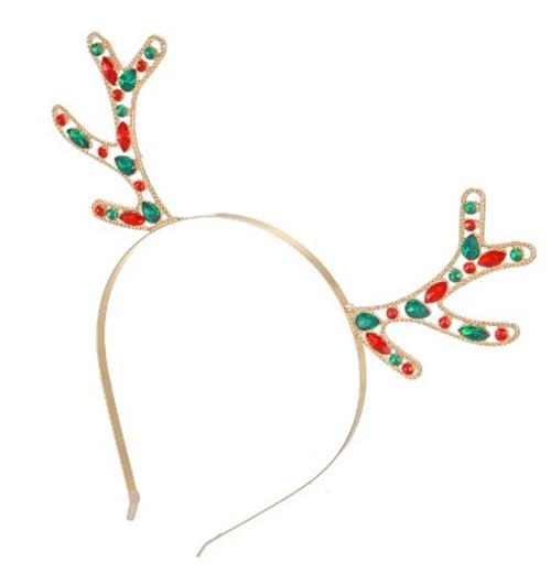 Reindeer Antler Headband - Metal - Faux Gems - Christmas - Costume Accessory