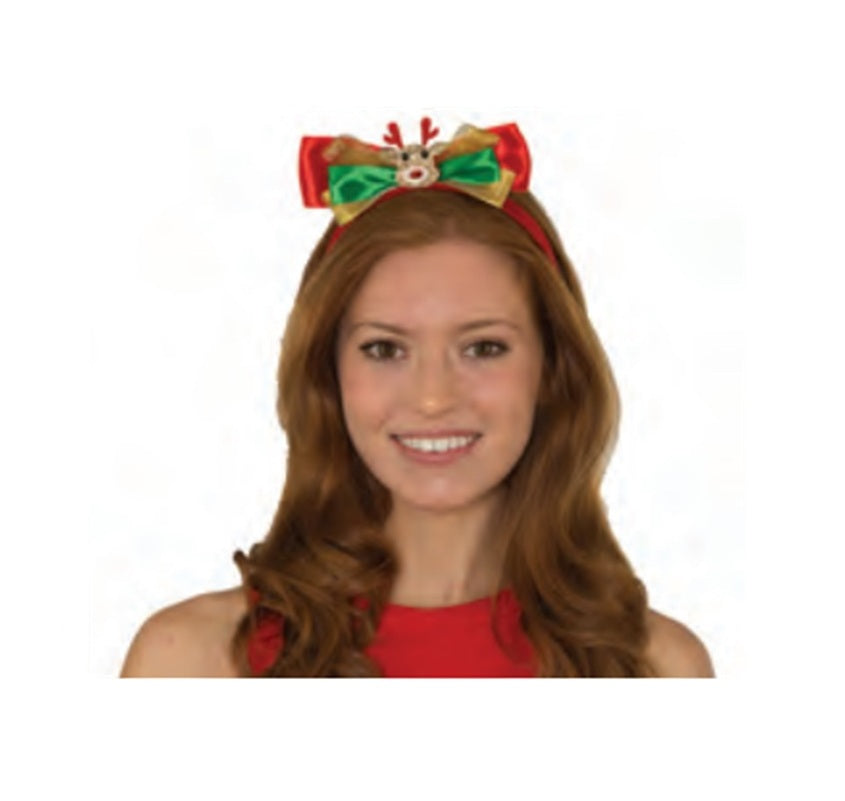 Reindeer Headband - Bows - Christmas - Costume Accessory - One Size